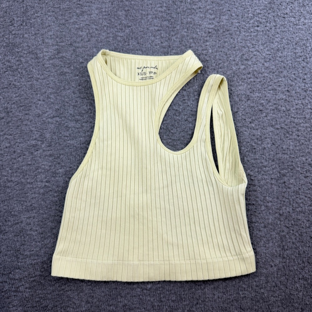Out From Under Crop Top Women's XS/S Yellow Ribbed Asymmetrical Cutout Tank
